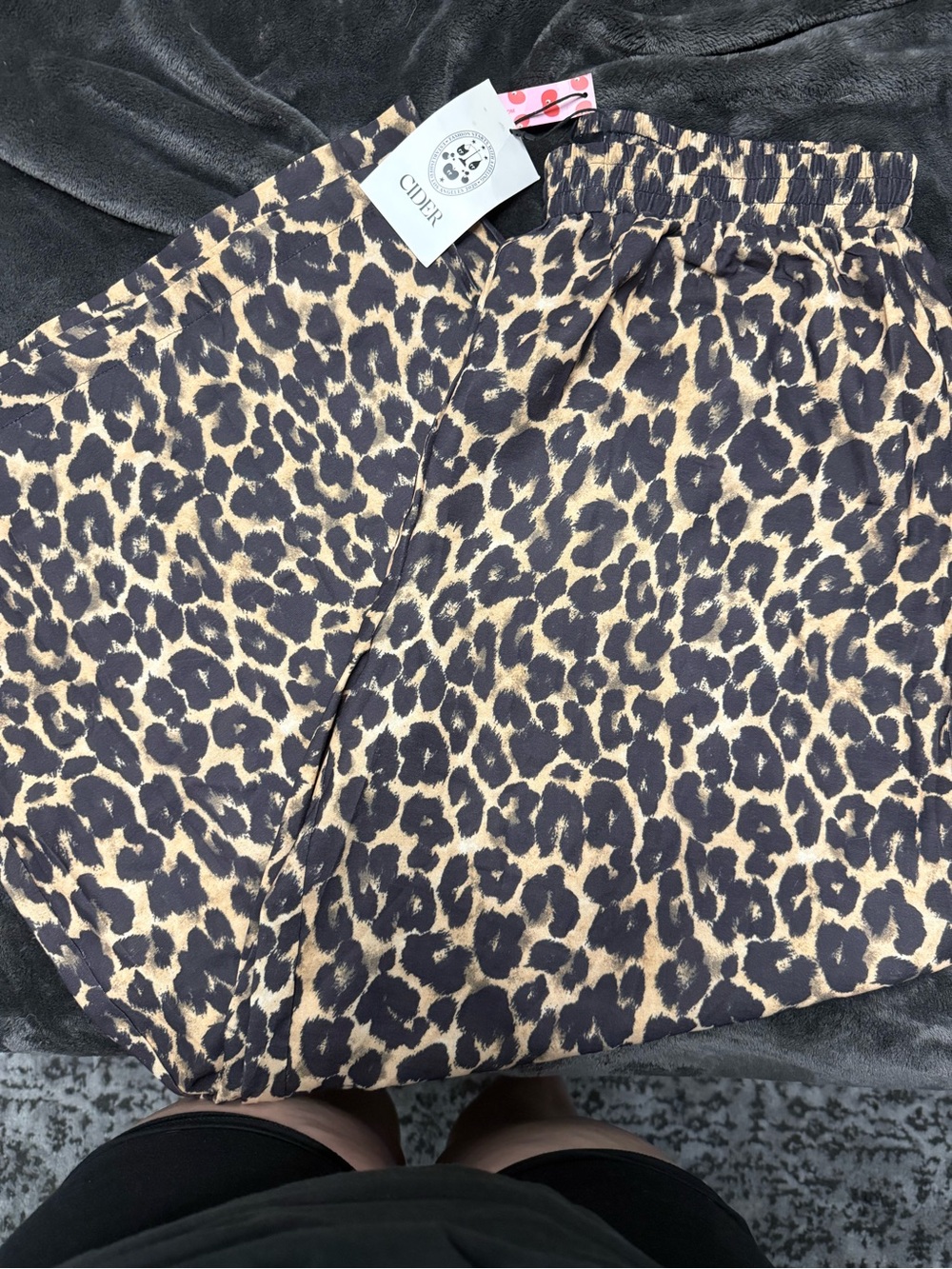 Cider Leopard-Print wide leg pants in Brown and Black